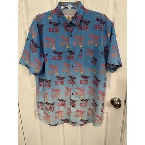 NATURAL LIGHT SELTZER Party Hawaiian Button Up Shirt Ombre Mens L Tropical Bros